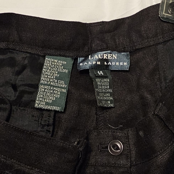 Women's Ralph Lauren Black Linen Bermuda Shorts Sz 14 NWT - Picture 3 of 7